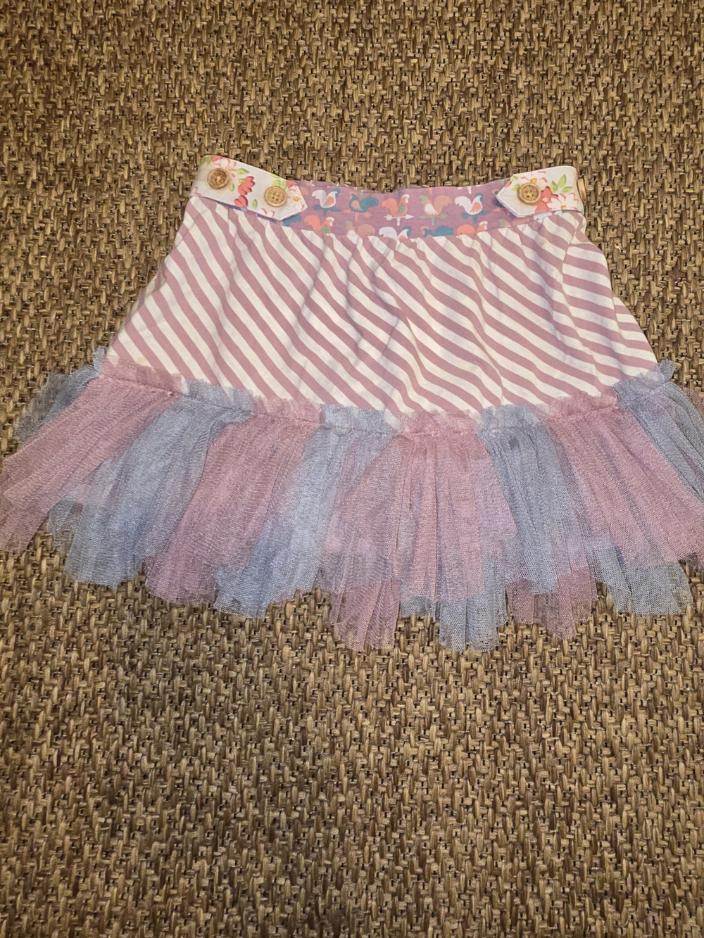 Girls Pink & Lavender Striped Tulle Skirt